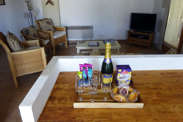 welcome tray at Cersay holiday home